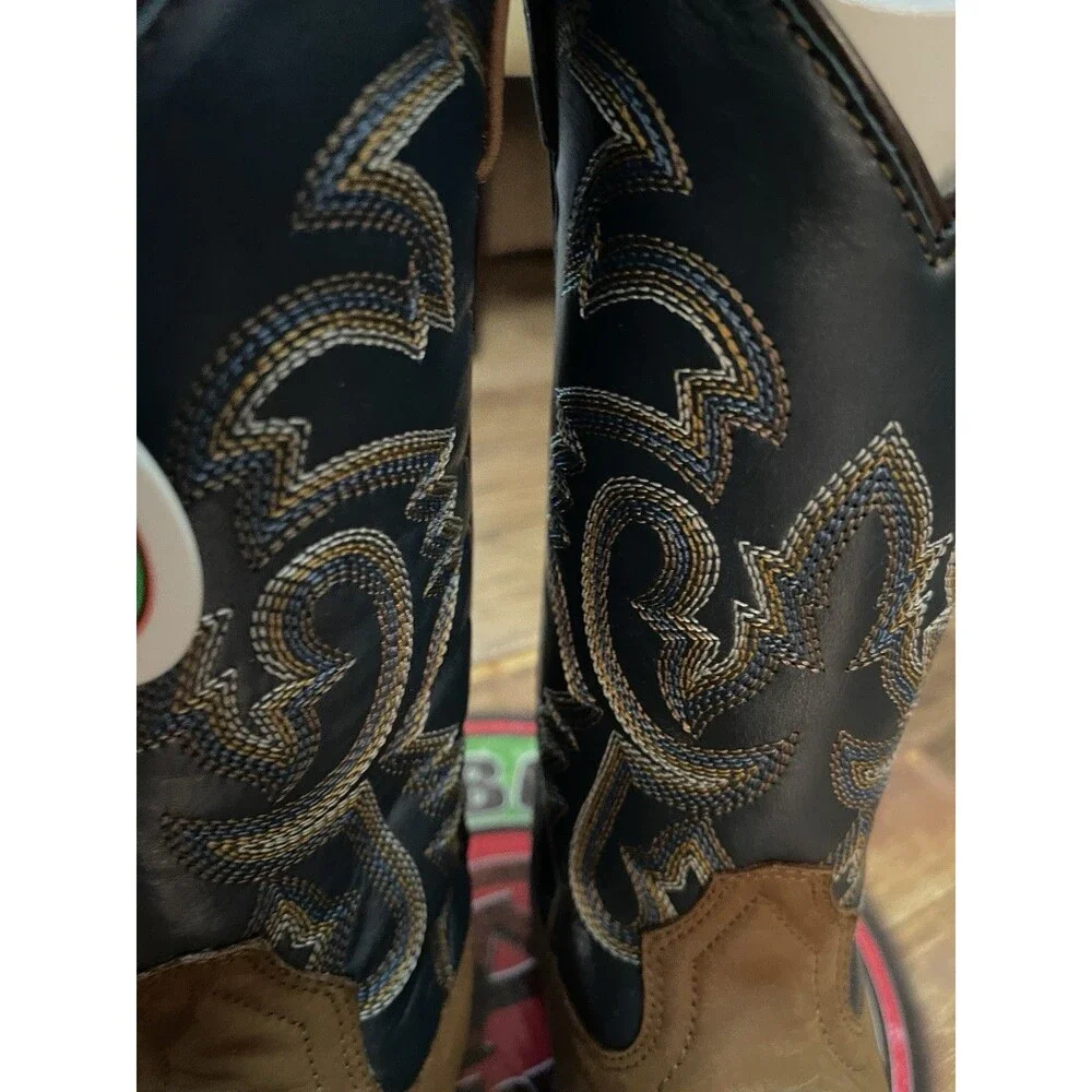 Laredo Men's Hamilton BS Brown & Blue Square Toe Boots 7936 Size 9 EW New In Box